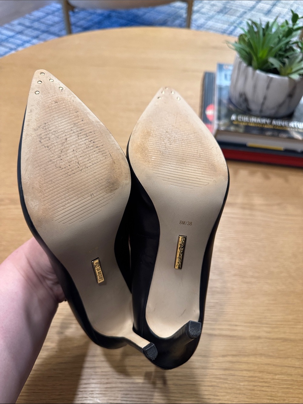 Louise et Cie Black Pointed-Toe Ankle-Strap Pumps with Gold Buckle - Picture 10 of 16